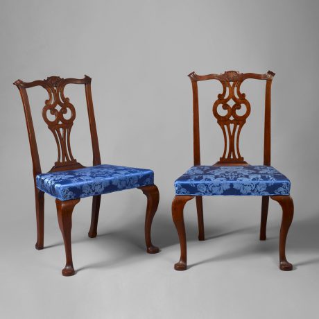 Pair of Transitional Chippendale Carved Side Chairs